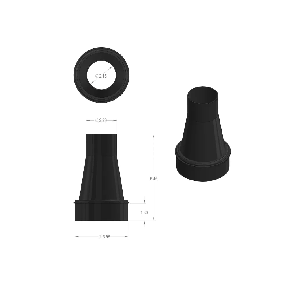 ABS Funnel Reducer Fitting for Dust Extraction System 4" x 2-1/4"