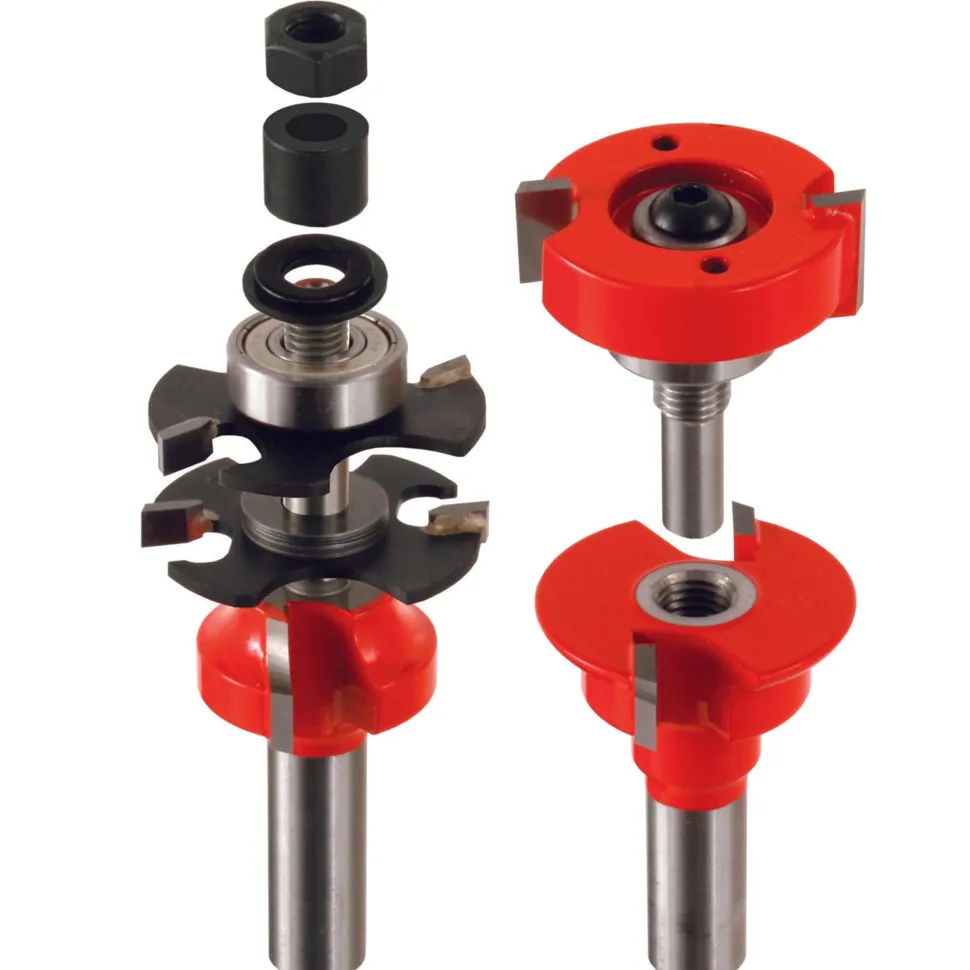 Adjustable Tenon 2-Piece Rail And Stile Router Bit Set Round Profile 1/2" Shank
