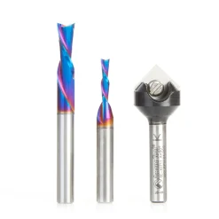 AMS-299-T 3-piece CNC Starter Spektra Bit Set 1/4" SH with 90 Degree V-Groove with Stackable Case