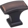 Annadale Rectangle Pillow Top Knob, 1-1/2" O.L., Brushed Oil Rubbed Bronze
