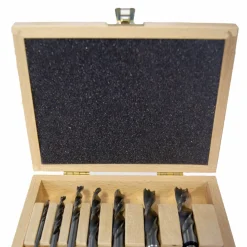 Brad Point Bit Set in Wooden Box, 7 Piece Standard Set