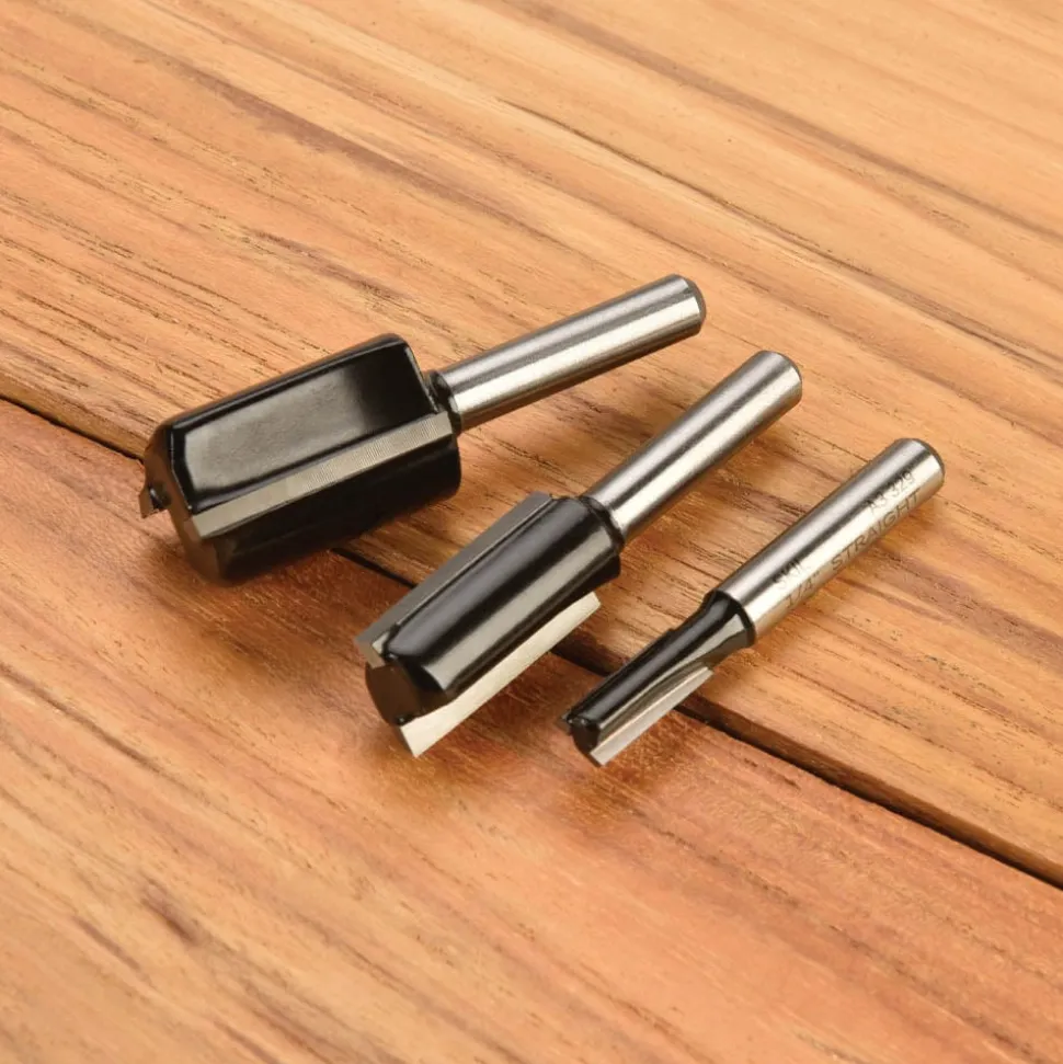 Carbide Straight Router Bit Set 3 Piece