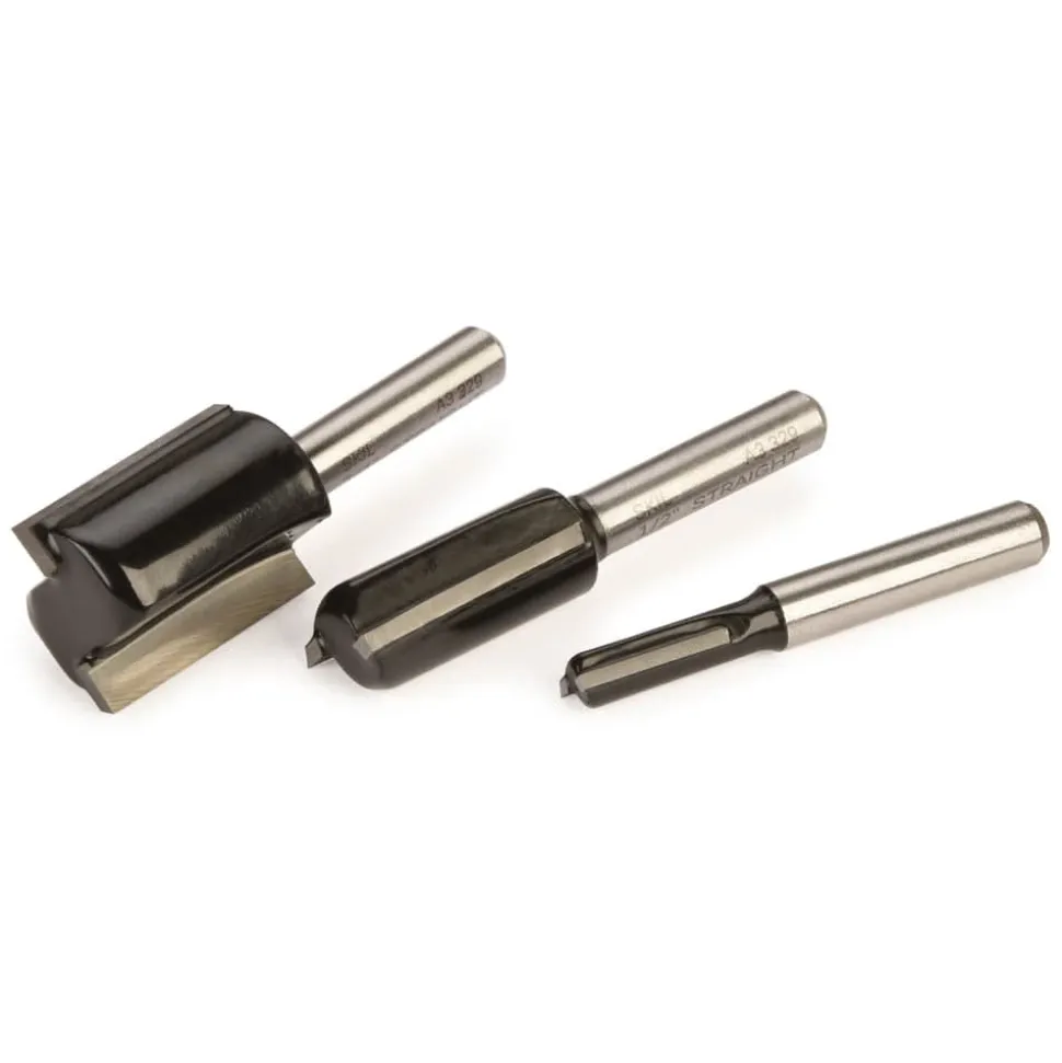 Carbide Straight Router Bit Set 3 Piece