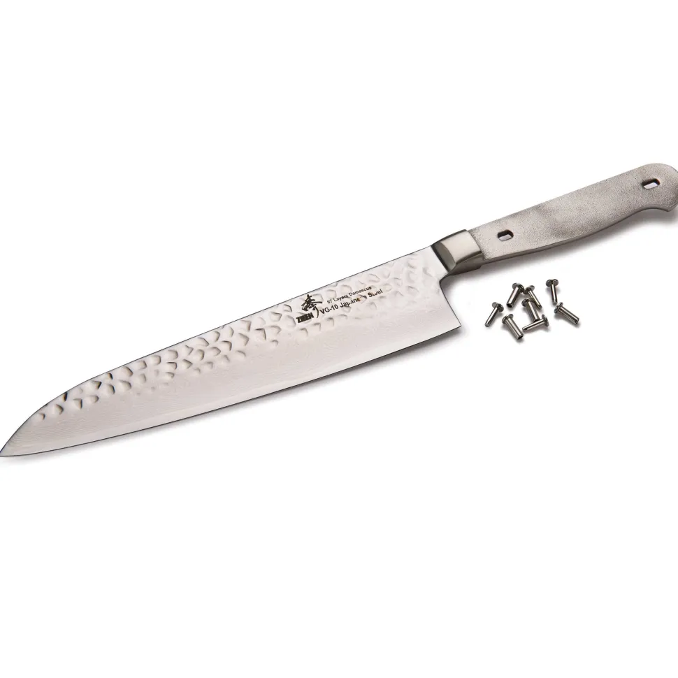 Chef Knife for Cutting Fruits Vegetables and Meat Damascus 12-7/8" Unfinished Kit