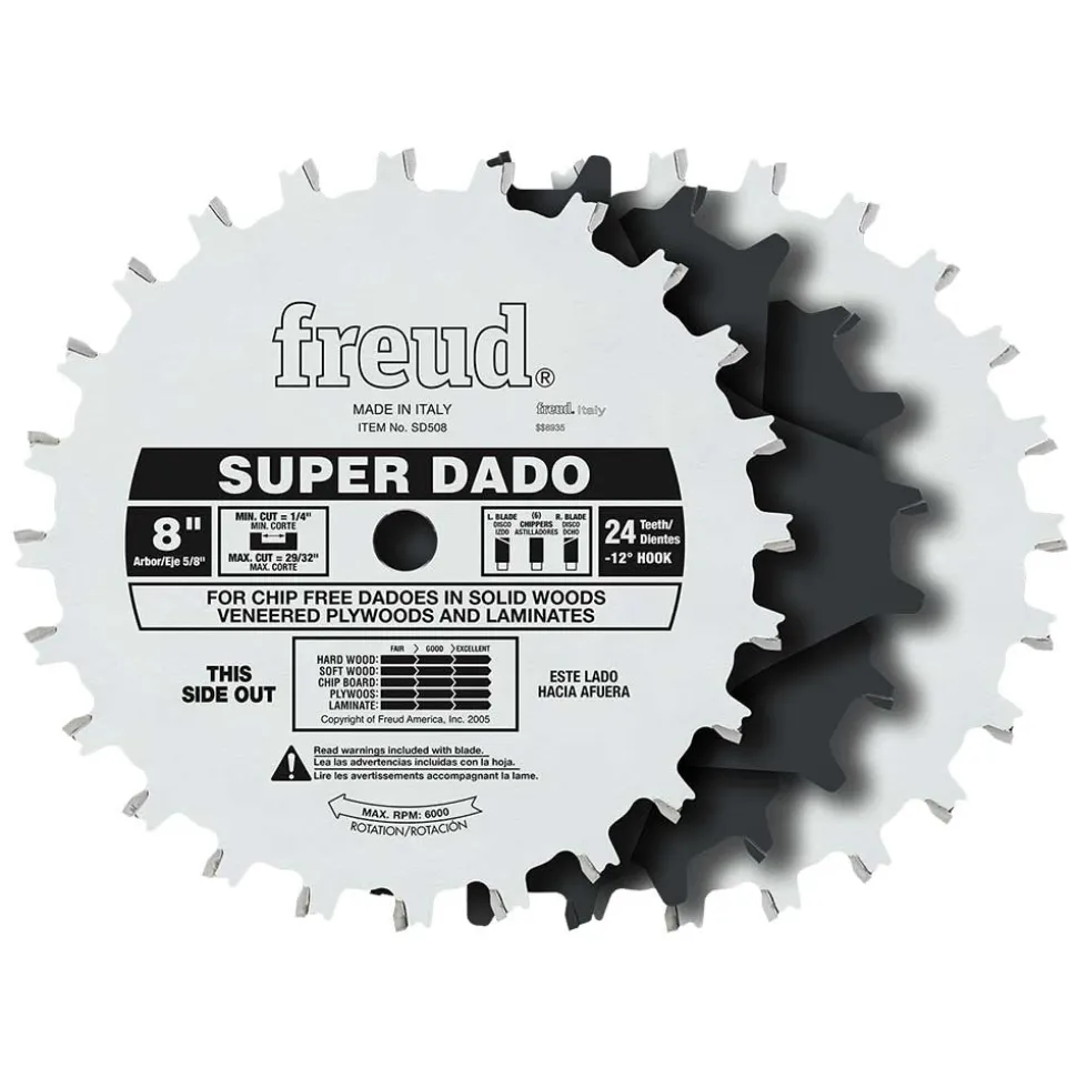 Circular Saw Super Dado Saw Blade Set 8" x 5/8" Bore