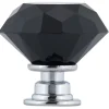 Contemporary Knob, 1-3/16" D, Chrome, Black
