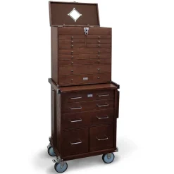 16-Drawer 2 Piece Hobby Roller Set Dark Oak