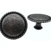 Engraved Flower Knob, Pewter Oxide