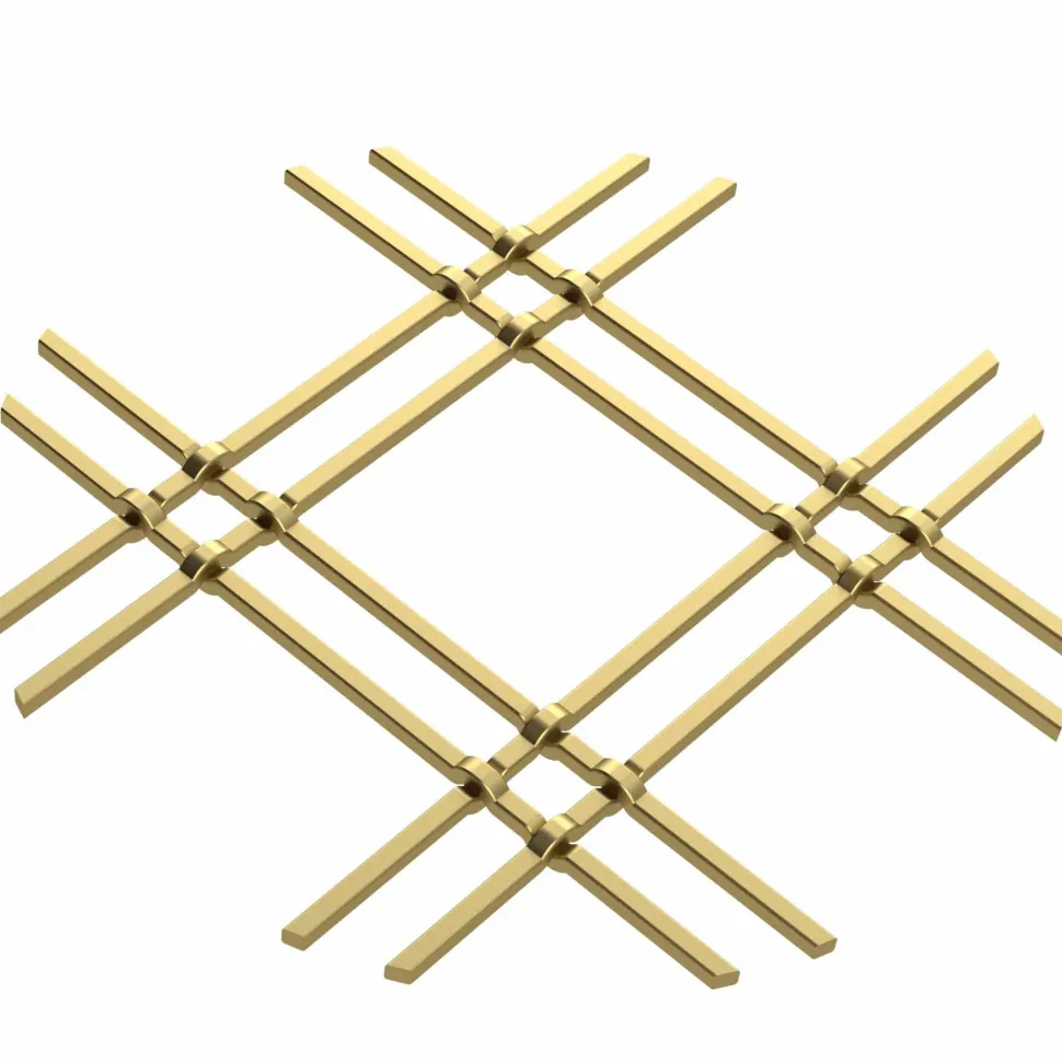 1" Flat Double Diamond Decorative Grille Satin Brass, 18" W x 48" L Sheet