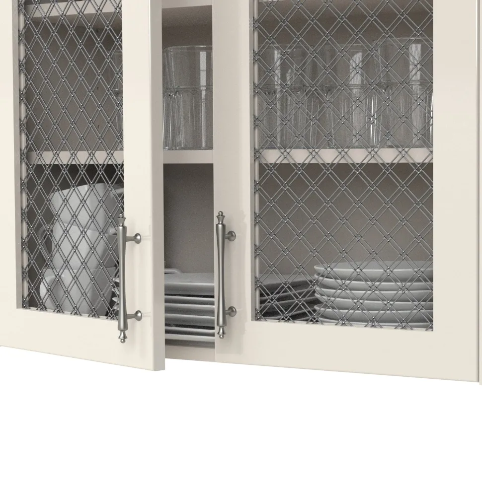 1" Flat Double Diamond Decorative Grille Satin Nickel, 36" W x 24" L Sheet