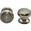Fleur De Lis Round Knob, Satin Nickel
