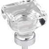 Harlow Large Square Glass Knob, 1-3/8" O.L., Polished Chrome