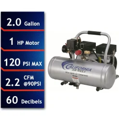 1HP 2 Gallon Oil-Free Aluminum Tank Air Compressor Ultra Quiet
