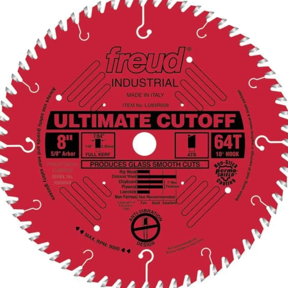 LU85R008 Industrial Ultimate Cut-Off Bladed with Red Perma-Shield 8" x 5/8" Bore x 64 Tooth ATB