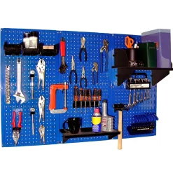 4' Metal Pegboard Standard Tool Storage Kit Blue Toolboard & Black Accessories