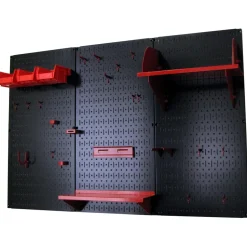 4' Metal Pegboard Standard Tool Storage Kit Black Toolboard & Red Accessories