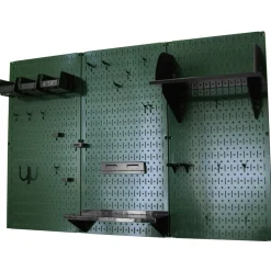 4' Metal Pegboard Standard Tool Storage Kit Green Toolboard & Black Accessories