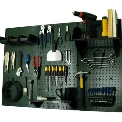 4' Metal Pegboard Standard Tool Storage Kit Green Toolboard & Black Accessories