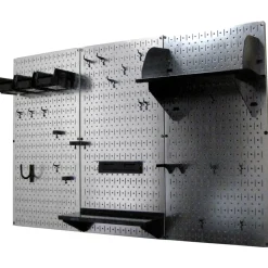4' Metal Pegboard Standard Tool Storage Kit Galvanized Metallic Toolboard & Black Accessories