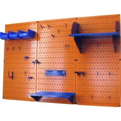 4' Metal Pegboard Standard Tool Storage Kit Orange Toolboard & Blue Accessories