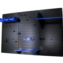 4' Metal Pegboard Standard Tool Storage Kit Black Toolboard & Blue Accessories