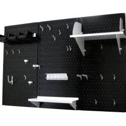 4' Metal Pegboard Standard Tool Storage Kit Black Toolboard & White Accessories
