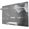 4' Metal Pegboard Standard Tool Storage Kit Galvanized Metallic Toolboard & White Accessories