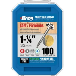 Pocket Hole Screw Coarse Square Drive 305 Stainless Steel