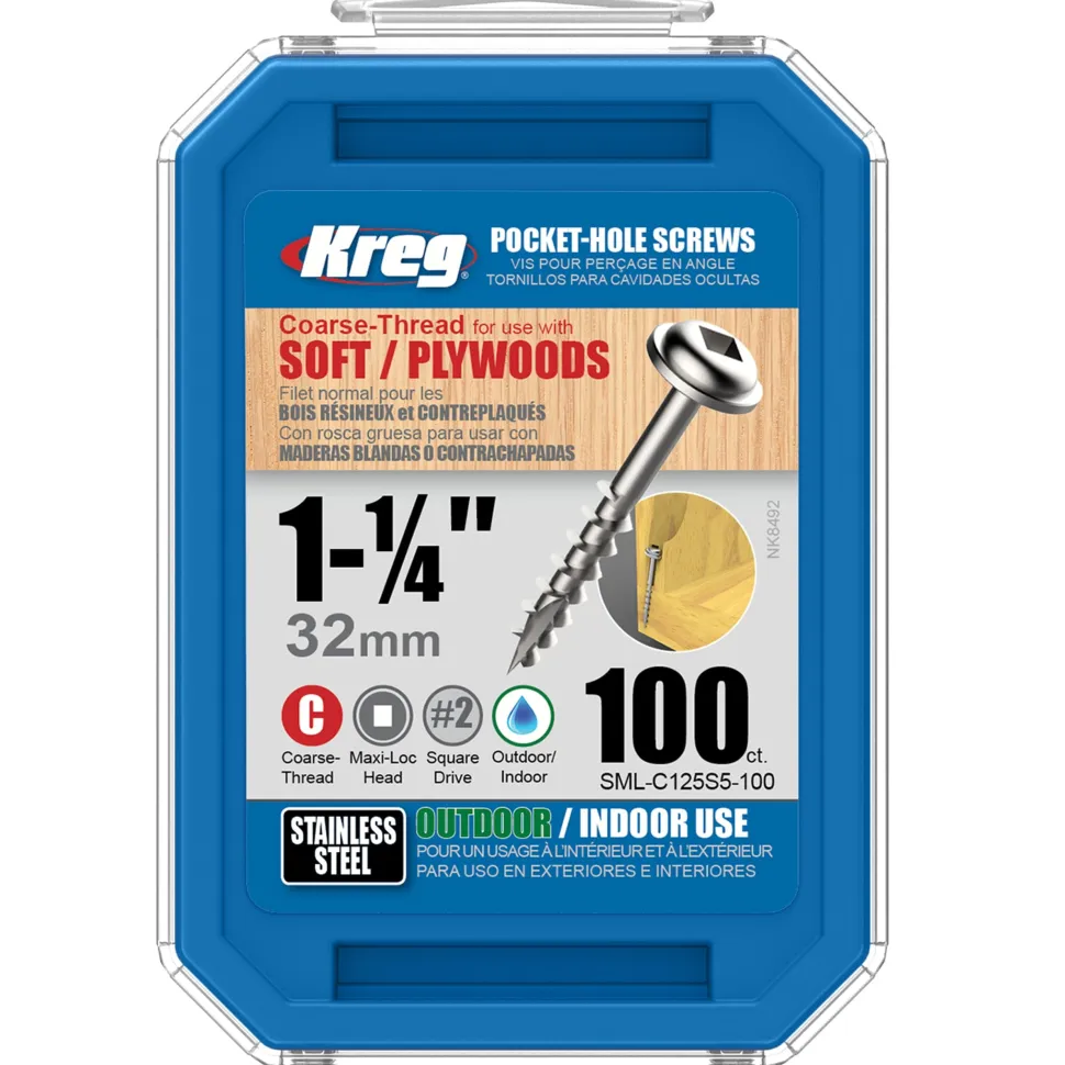 Pocket Hole Screw Coarse Square Drive 305 Stainless Steel