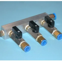 3-Port Manifold for Vacuum Pump, Billet Aluminum, Anodized 1/4" NPT