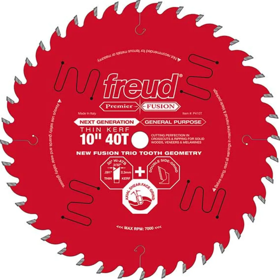 P410T Fusion Circular Saw Blade 10" x 5/8" Bore x 40 Tooth Thin Kerf