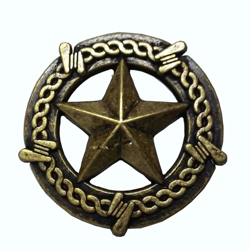 Star with Barbed Wire Knob, Brass Oxide
