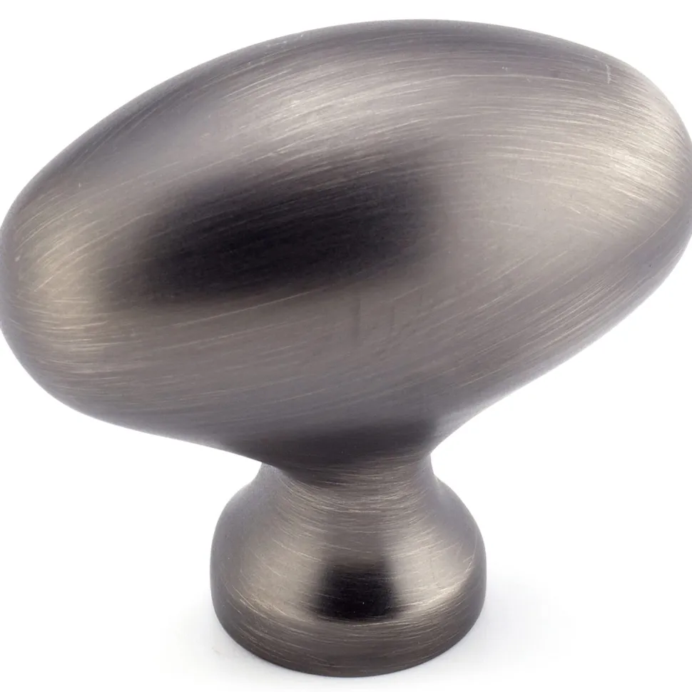 Traditional Oval Knob 1-31/32" x 1-3/32" Antique Nickel