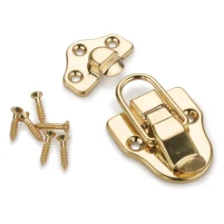 Trunk Draw Catch with Screws Polished Brass Plated