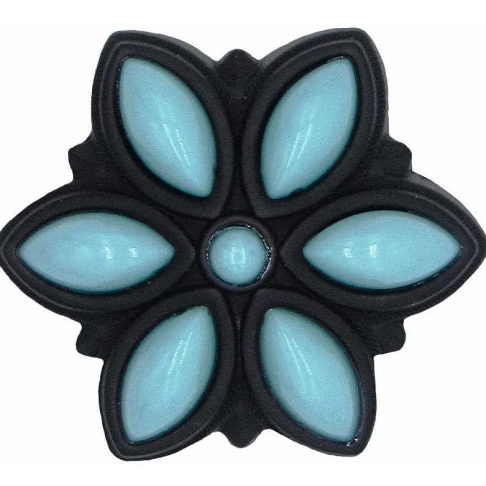 Turquoise Flower Knob Black Oxide