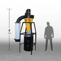 V-System 3000 with Smart Boost 55-Gallon Cyclone Dust Collector with Wall Mount HEPA GFM 3 HP 1 Ph 230V