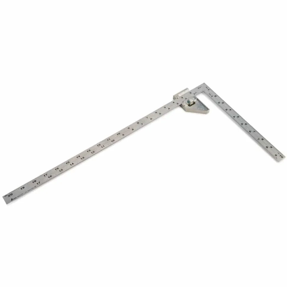 Wide Carpenter's Square with Hard Chrome Finish and Metal Stopper 20" x 10"