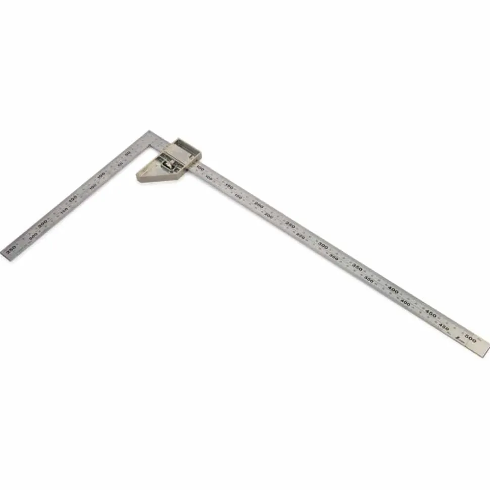 Wide Carpenter's Square with Hard Chrome Finish and Metal Stopper 20" x 10"