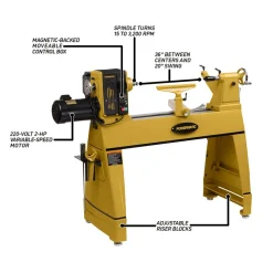 20" x 35" Woodworking Lathe with 6" Risers 2 HP 1 Ph 220V 3520C